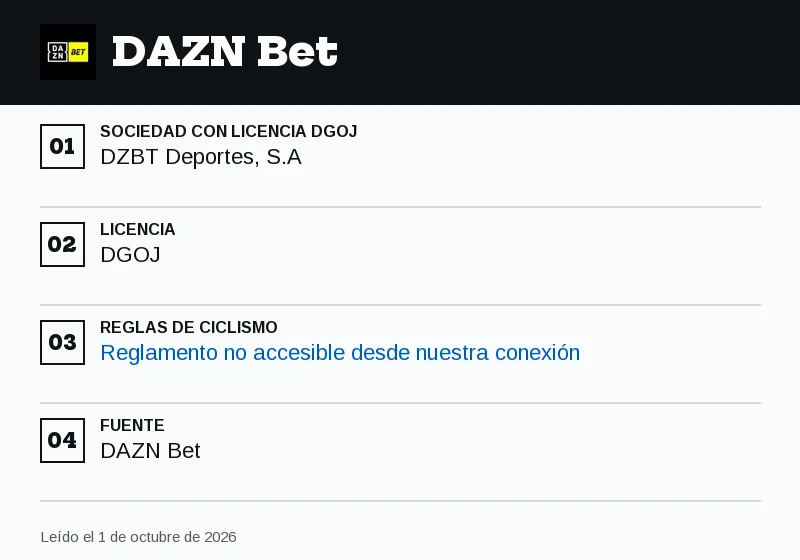 Ficha de DAZN Bet: abandonos, duelos y resultado en ciclismo