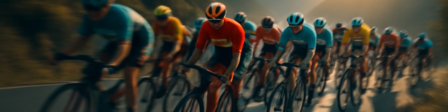 Pelotón de ciclistas rodando en grupo por una carretera de montaña, imagen de esta comparativa de casas de apuestas de ciclismo